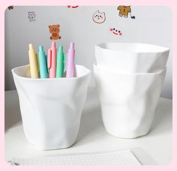Großhandel B2B Moderner minimalistischer Stil Weißer Stifthalter Becher Eimer